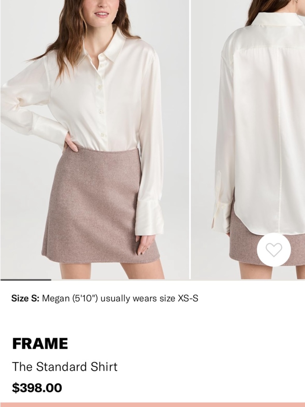 Frame Cream satin Button-Up Shirt size M